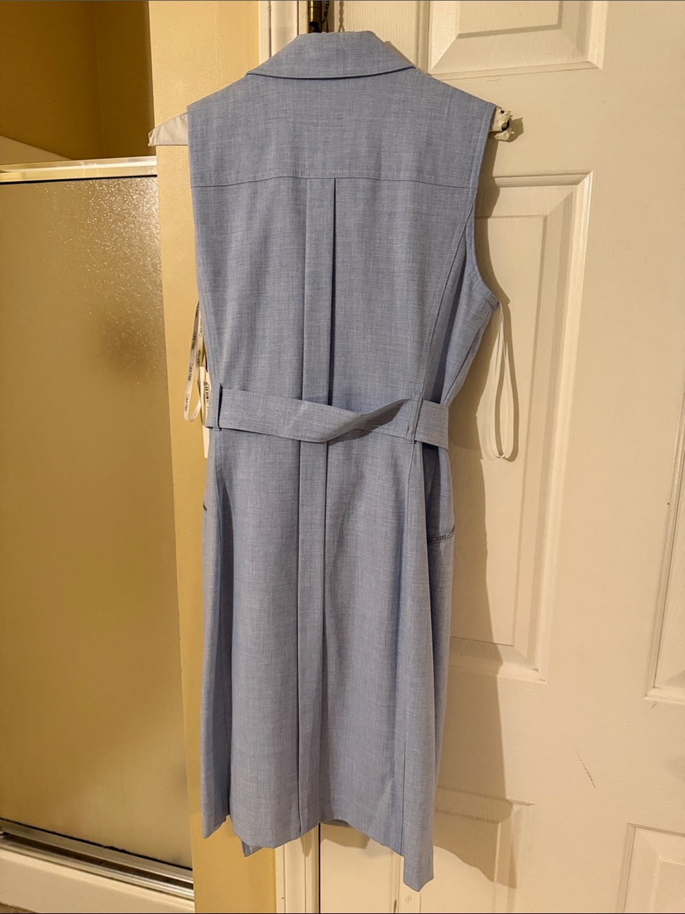 Sleeveless Tie-Waist Jumpsuit Dress - Light Blue - Picture 6 of 6